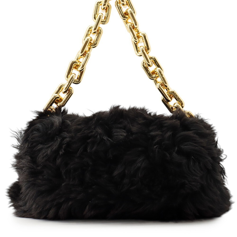 Bottega Veneta Shoulder Bag The Chain Pouch Shearling BOTTEGA VENETA Black Ha...